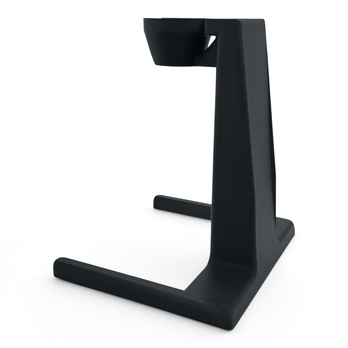back right black immersion blender stand with a stable, minimalist design for organized kitchen countertops.