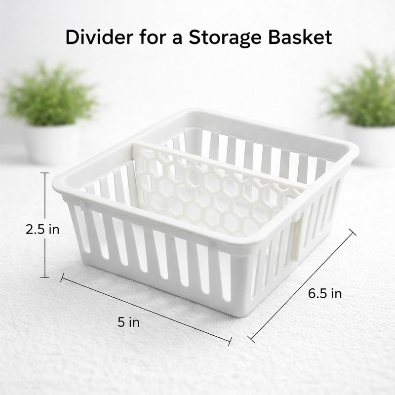 White PLA plastic honeycomb storage basket divider inside a rectangular organizer bin, main product image.