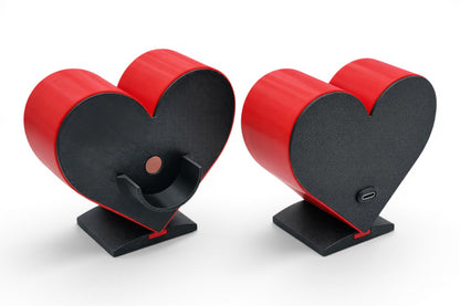 Valentines Heart Light Box, red and black, light source receptacle for Tea Light & USB-C power.